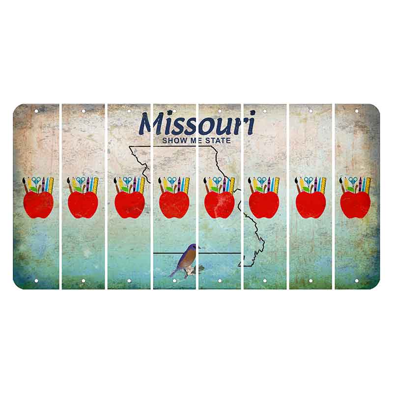 Missouri Bluebird Cut License Plate Strips (Set of 8) Teacher Apple