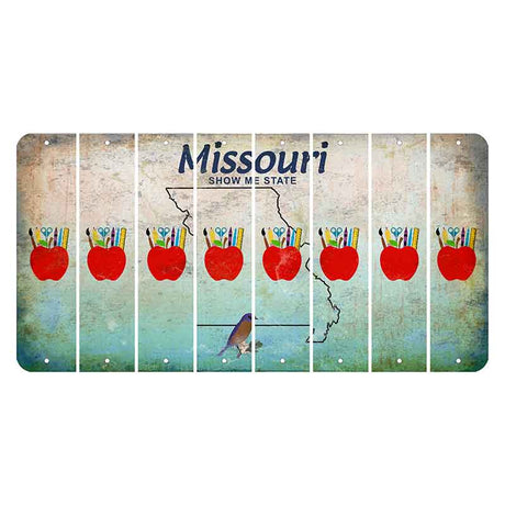 Missouri Bluebird Cut License Plate Strips (Set of 8) Teacher Apple