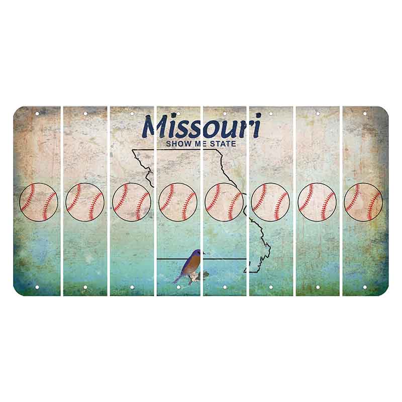 Missouri Bluebird Cut License Plate Strips (Set of 8) Baseball