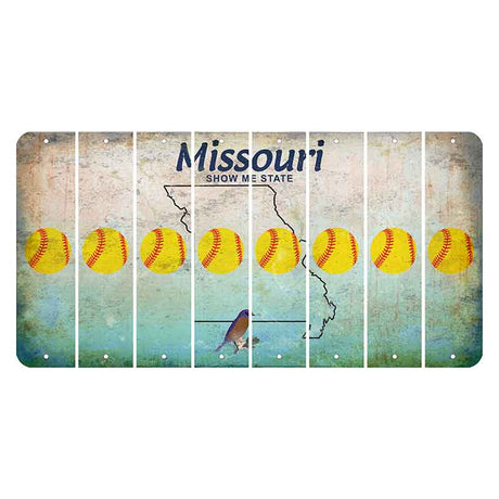 Missouri Bluebird Cut License Plate Strips (Set of 8) Softball