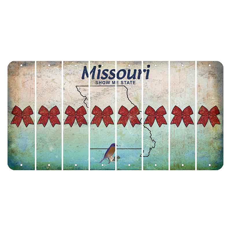 Missouri Bluebird Cut License Plate Strips (Set of 8) Cheer Bow