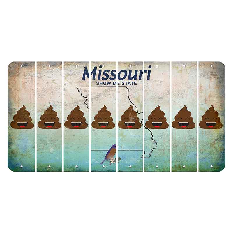 Missouri Bluebird Cut License Plate Strips (Set of 8) Emoji - Poop