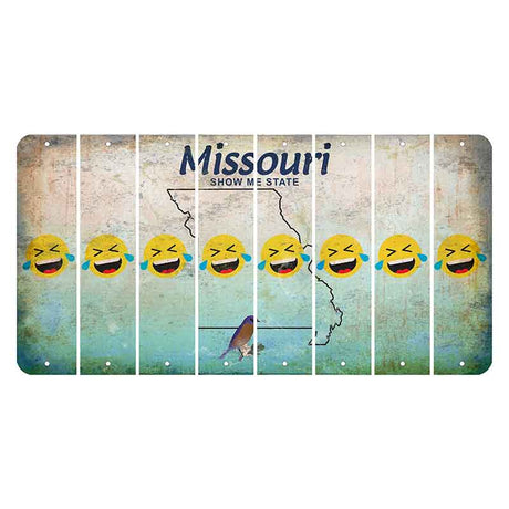 Missouri Bluebird Cut License Plate Strips (Set of 8) Emoji - Laughing