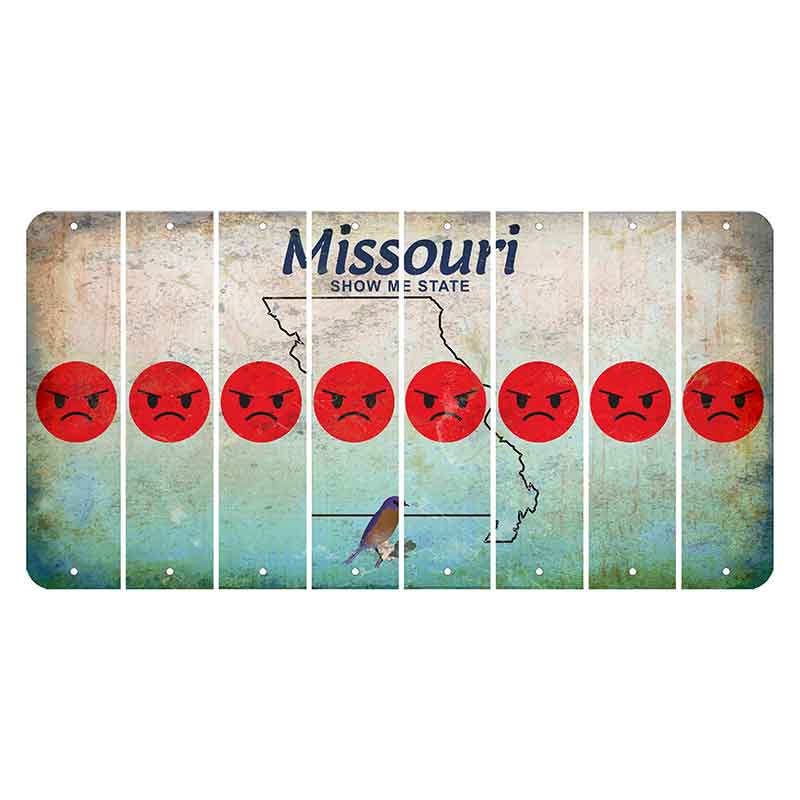 Missouri Bluebird Cut License Plate Strips (Set of 8) Emoji - Angry