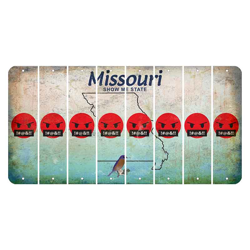 Missouri Bluebird Cut License Plate Strips (Set of 8) Emoji - Pissed