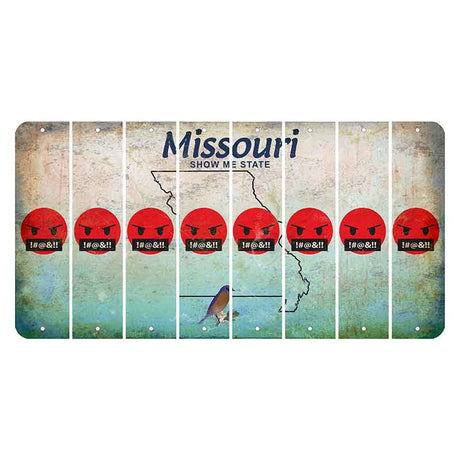 Missouri Bluebird Cut License Plate Strips (Set of 8) Emoji - Pissed