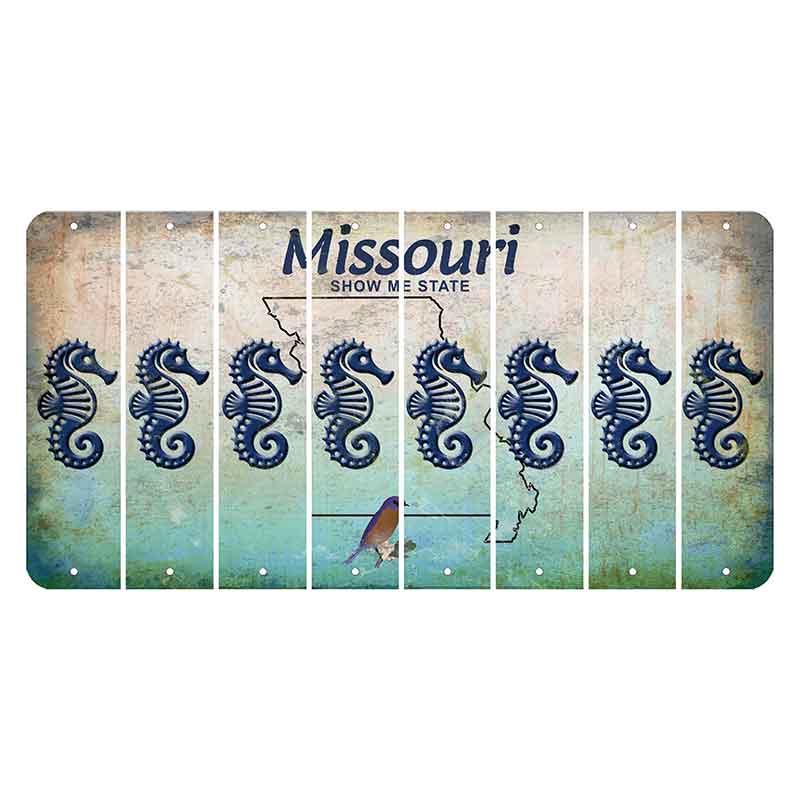 Missouri Bluebird Cut License Plate Strips (Set of 8) Seahorse