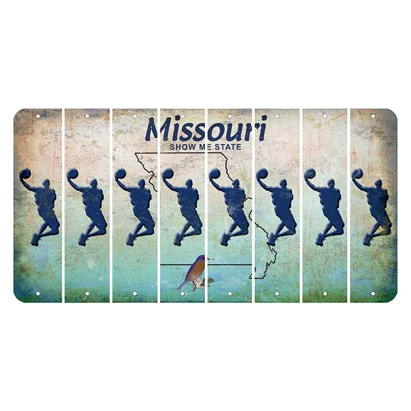 Missouri Bluebird Cut License Plate Strips (Set of 8) Basketball Player