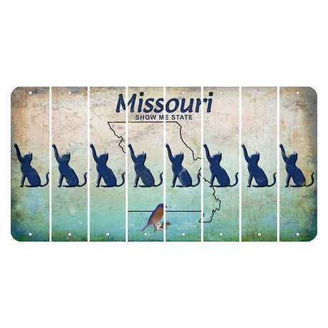 Missouri Bluebird Cut License Plate Strips (Set of 8) Cat