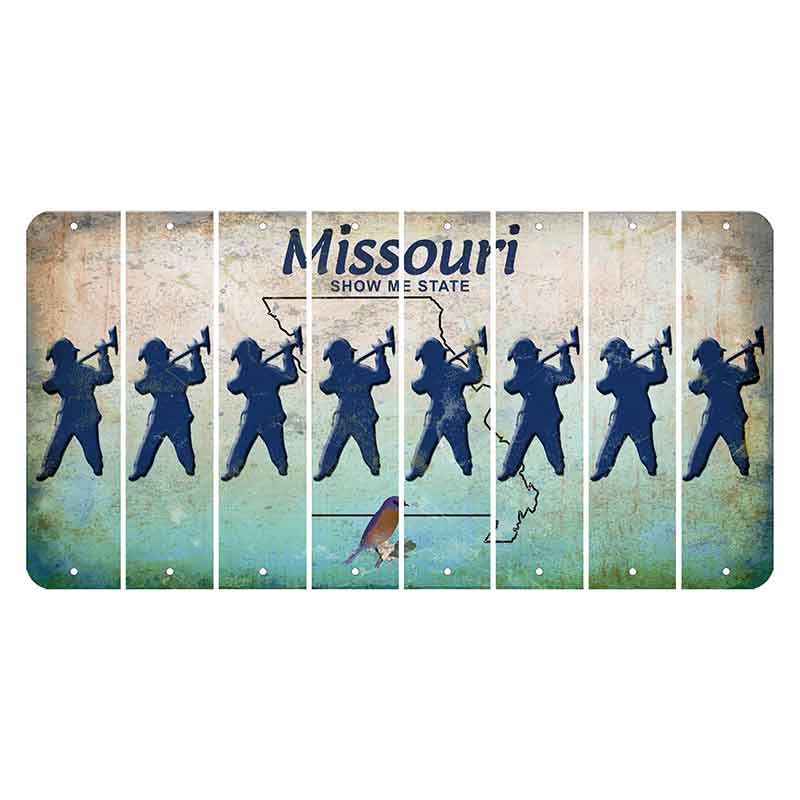 Missouri Bluebird Cut License Plate Strips (Set of 8) Fireman with Axe