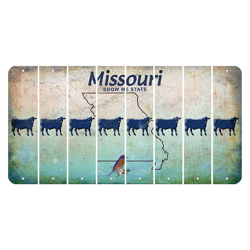 Missouri Bluebird Cut License Plate Strips (Set of 8) Dairy Cow