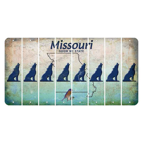 Missouri Bluebird Cut License Plate Strips (Set of 8) Howling Wolf