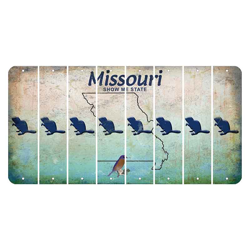 Missouri Bluebird Cut License Plate Strips (Set of 8) Beaver