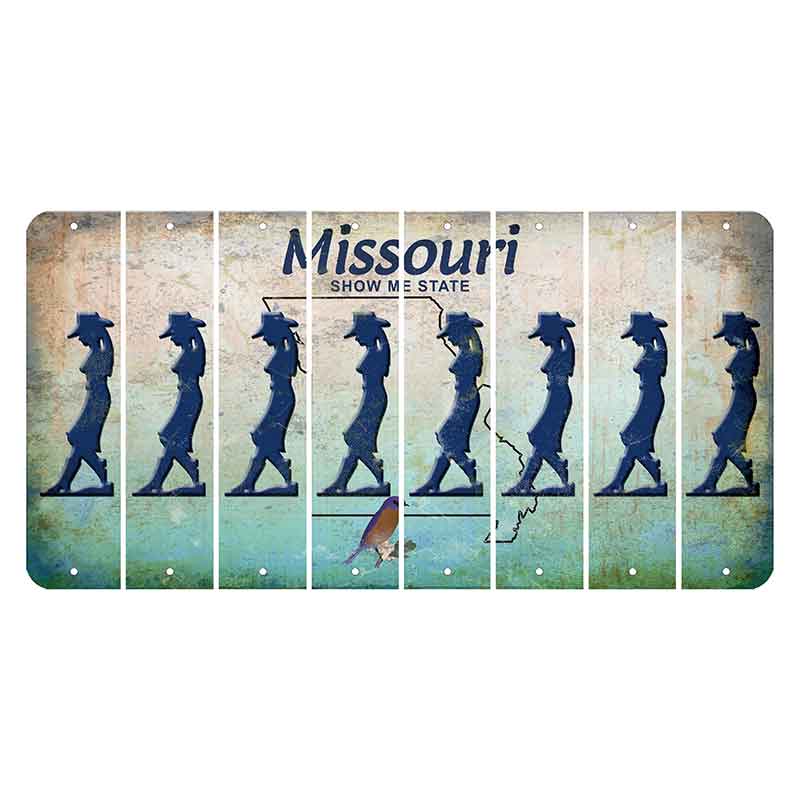 Missouri Bluebird Cut License Plate Strips (Set of 8) Cowgirl - Leaning