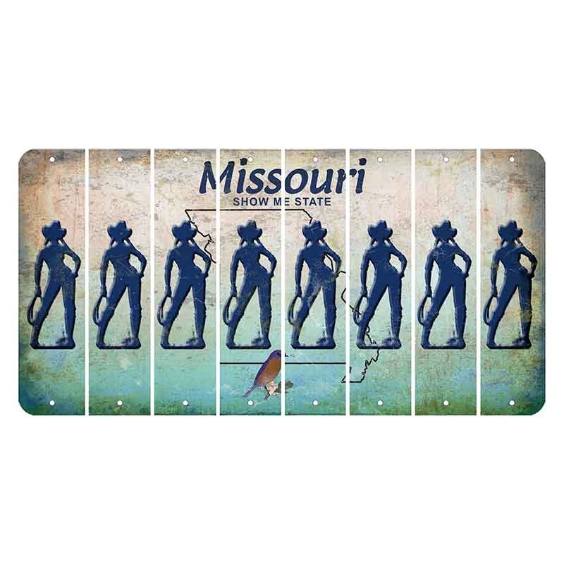 Missouri Bluebird Cut License Plate Strips (Set of 8) Cowgirl