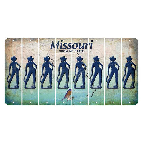 Missouri Bluebird Cut License Plate Strips (Set of 8) Cowgirl