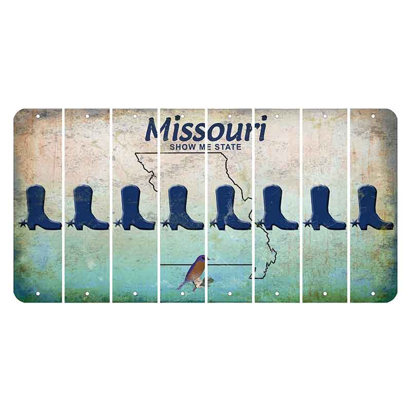 Missouri Bluebird Cut License Plate Strips (Set of 8) Cowboy Boot