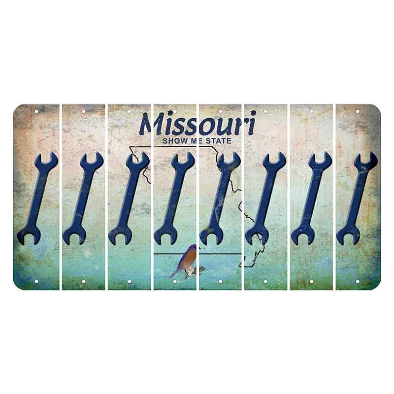 Missouri Bluebird Cut License Plate Strips (Set of 8) Wrench