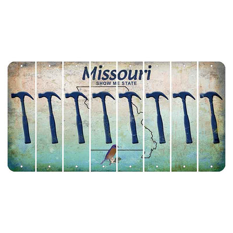 Missouri Bluebird Cut License Plate Strips (Set of 8) Hammer