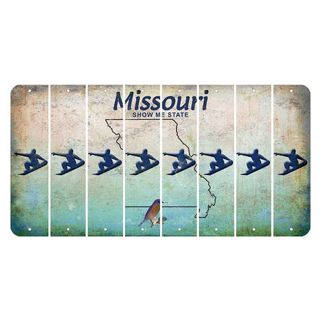 Missouri Bluebird Cut License Plate Strips (Set of 8) Snowboarder