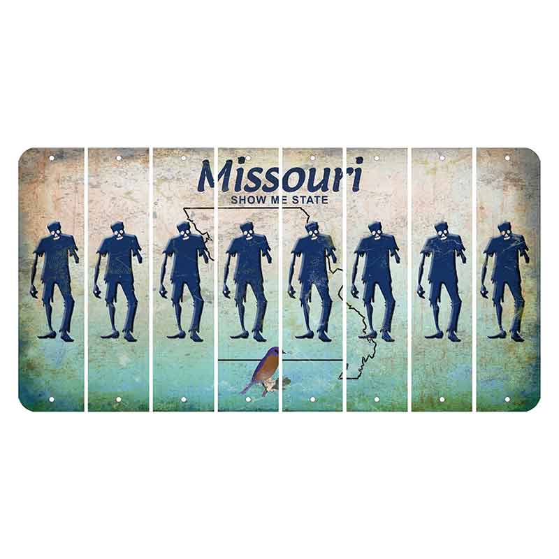 Missouri Bluebird Cut License Plate Strips (Set of 8) Zombie