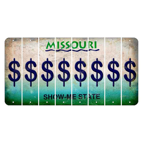 Missouri Show Me State Cut License Plate Strips (Set of 8) Dollar Sign