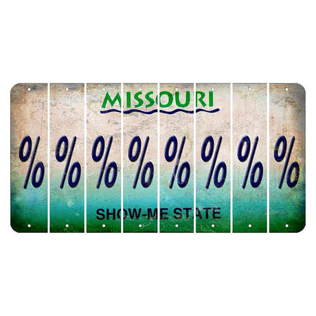 Missouri Show Me State Cut License Plate Strips (Set of 8) Percent Sign