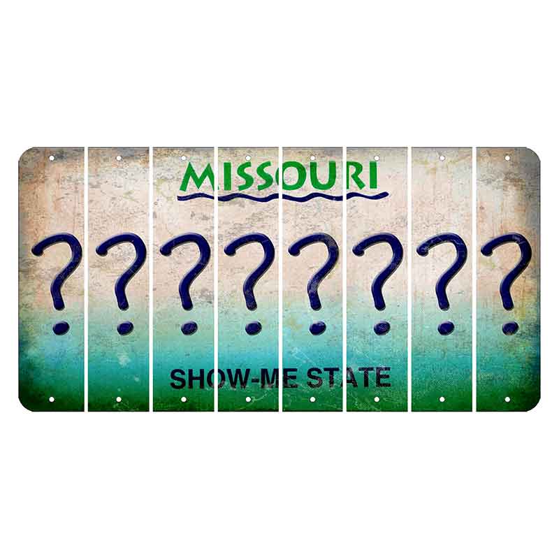 Missouri Show Me State Cut License Plate Strips (Set of 8) Question Mark