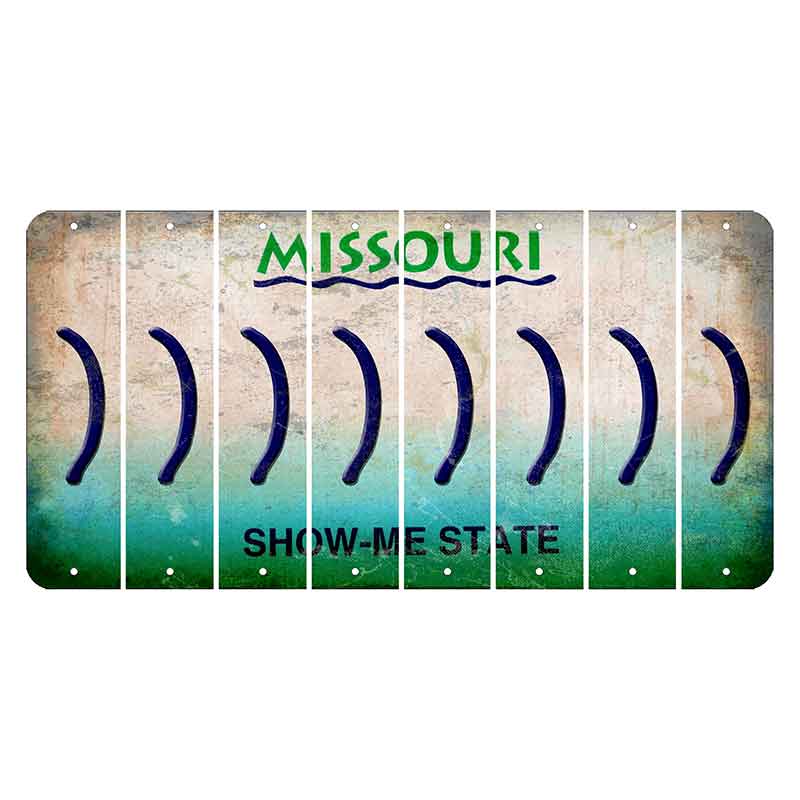 Missouri Show Me State Cut License Plate Strips (Set of 8) Parenthesis - Right