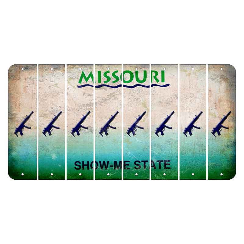 Missouri Show Me State Cut License Plate Strips (Set of 8) Submachine Gun