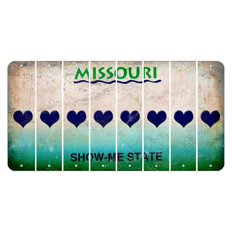 Missouri Show Me State Cut License Plate Strips (Set of 8) Heart