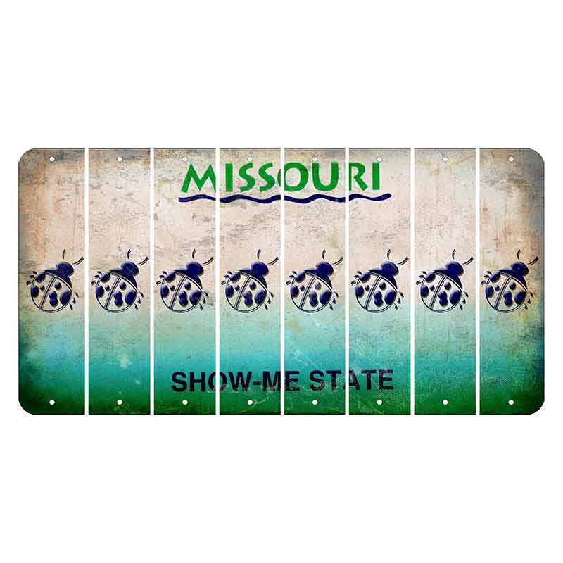 Missouri Show Me State Cut License Plate Strips (Set of 8) Ladybug