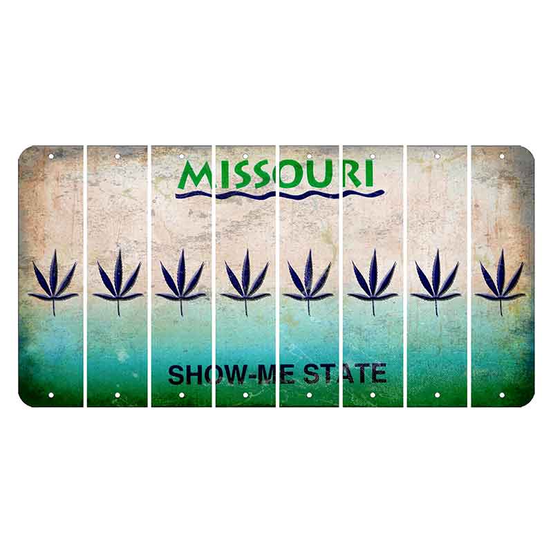 Missouri Show Me State Cut License Plate Strips (Set of 8) Pot Leaf