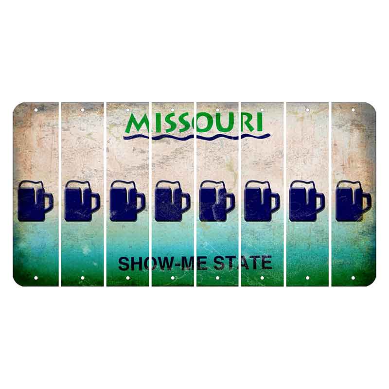 Missouri Show Me State Cut License Plate Strips (Set of 8) Beer Mug