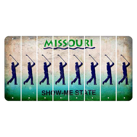 Missouri Show Me State Cut License Plate Strips (Set of 8) Male Golfer