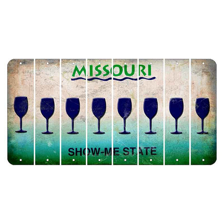 Missouri Show Me State Cut License Plate Strips (Set of 8) Wine Glass