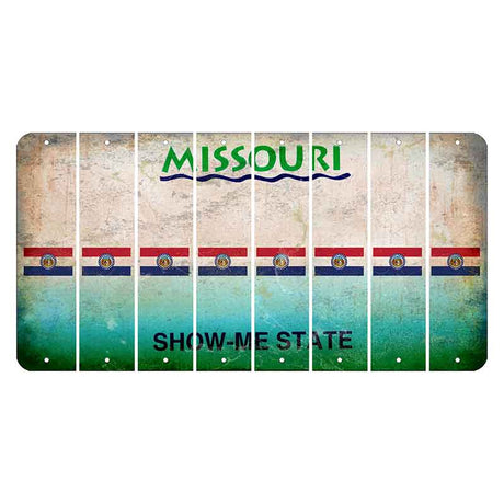 Missouri Show Me State Cut License Plate Strips (Set of 8) State Flag