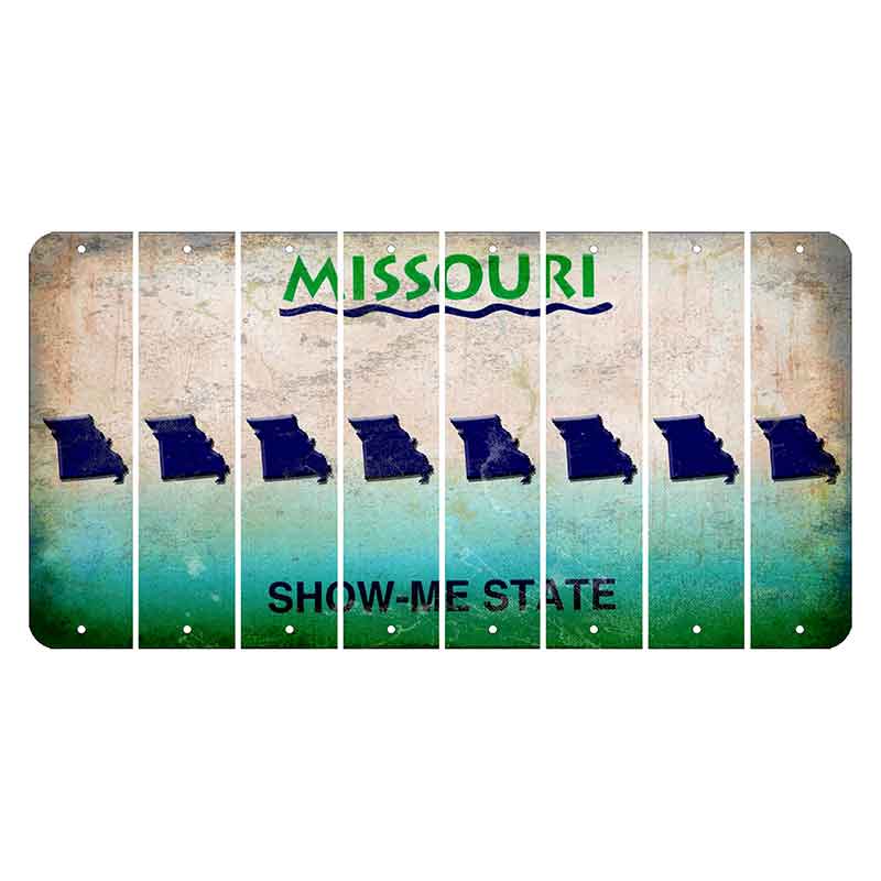 Missouri Show Me State Cut License Plate Strips (Set of 8) State Silhouette