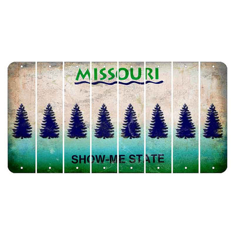 Missouri Show Me State Cut License Plate Strips (Set of 8) Pine Tree