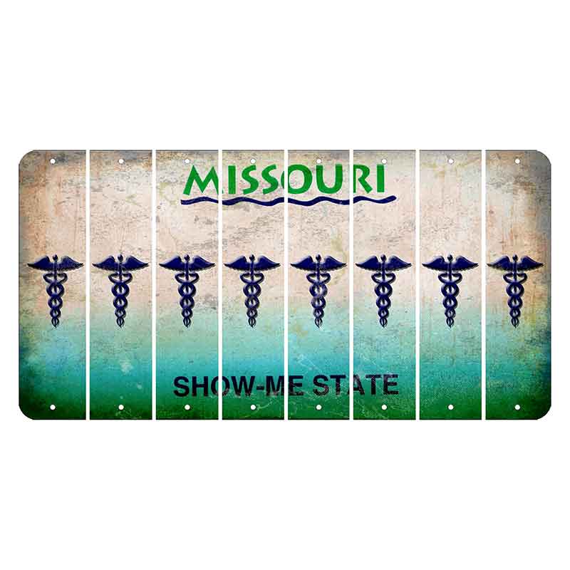 Missouri Show Me State Cut License Plate Strips (Set of 8) Caduceus