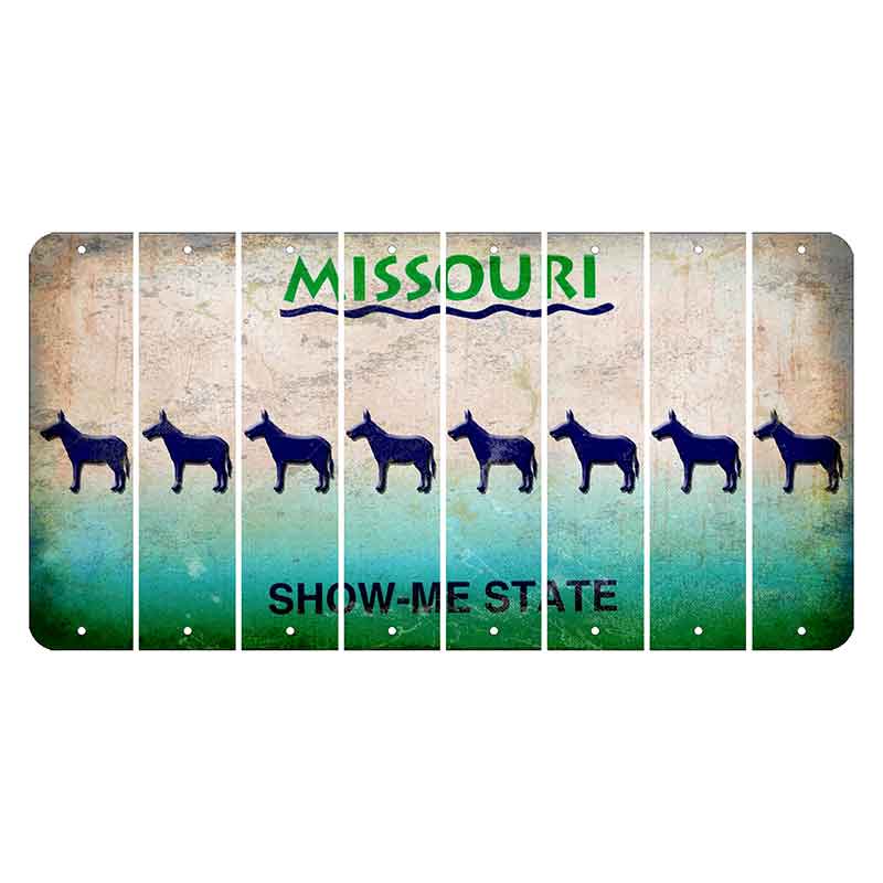 Missouri Show Me State Cut License Plate Strips (Set of 8) Donkey