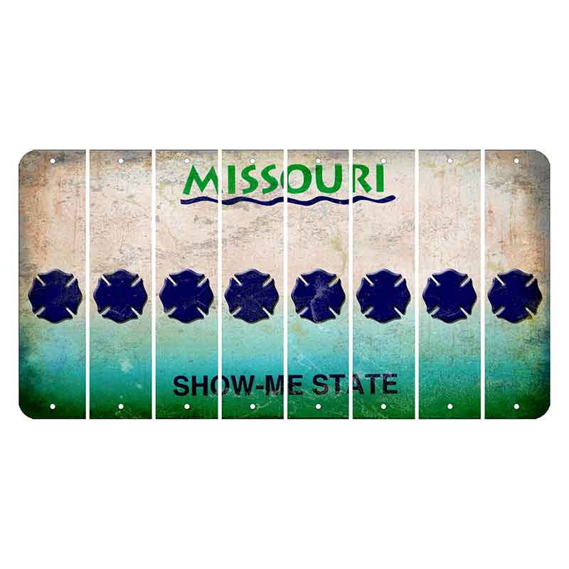 Missouri Show Me State Cut License Plate Strips (Set of 8) Fire Badge