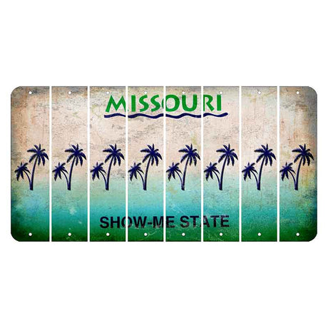 Missouri Show Me State Cut License Plate Strips (Set of 8) Palm Trees