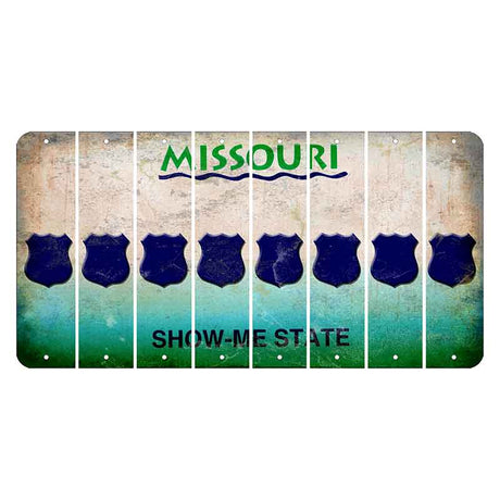 Missouri Show Me State Cut License Plate Strips (Set of 8) Police Badge