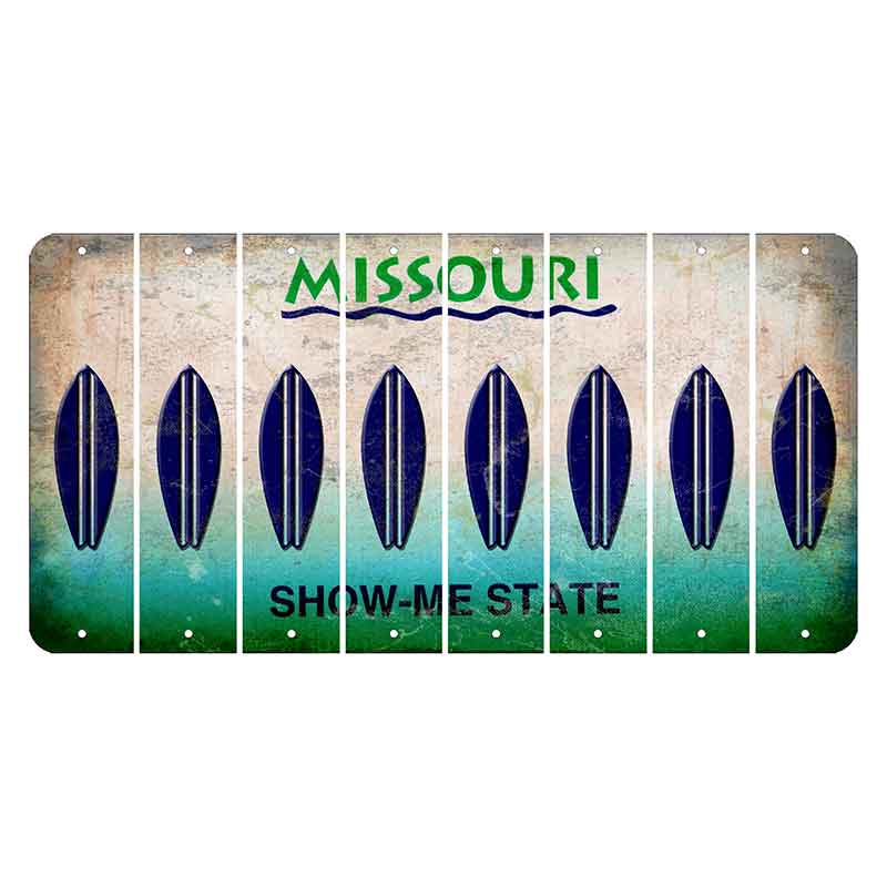 Missouri Show Me State Cut License Plate Strips (Set of 8) Surfboard