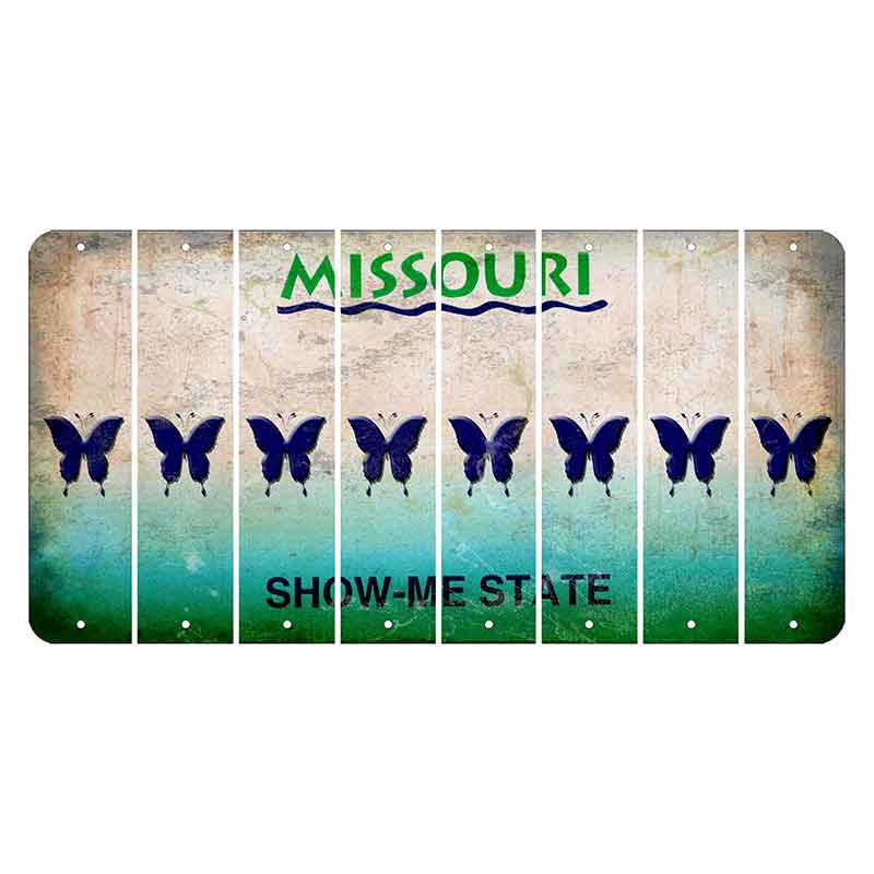 Missouri Show Me State Cut License Plate Strips (Set of 8) Butterfly