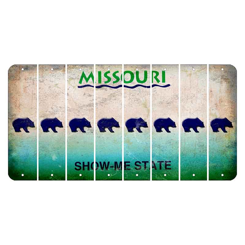 Missouri Show Me State Cut License Plate Strips (Set of 8) Bear