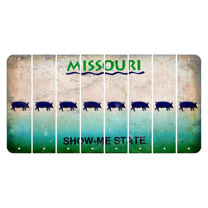 Missouri Show Me State Cut License Plate Strips (Set of 8) Pig