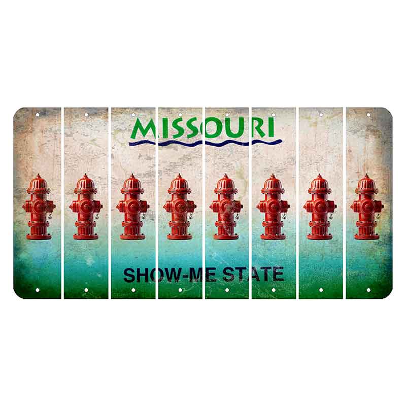 Missouri Show Me State Cut License Plate Strips (Set of 8) Fire Hydrant