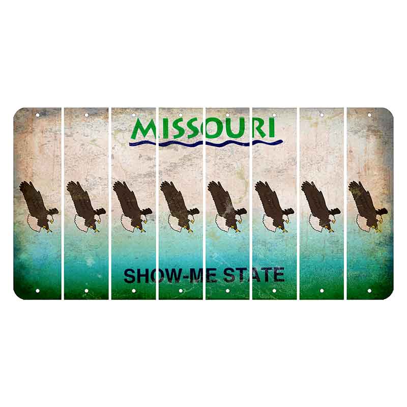 Missouri Show Me State Cut License Plate Strips (Set of 8) Bald Eagle